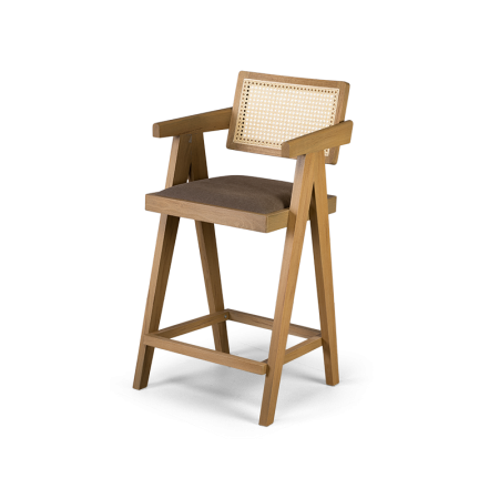 стул полубарный quadro спинка из ротанга бежевый, обивка из ткани
