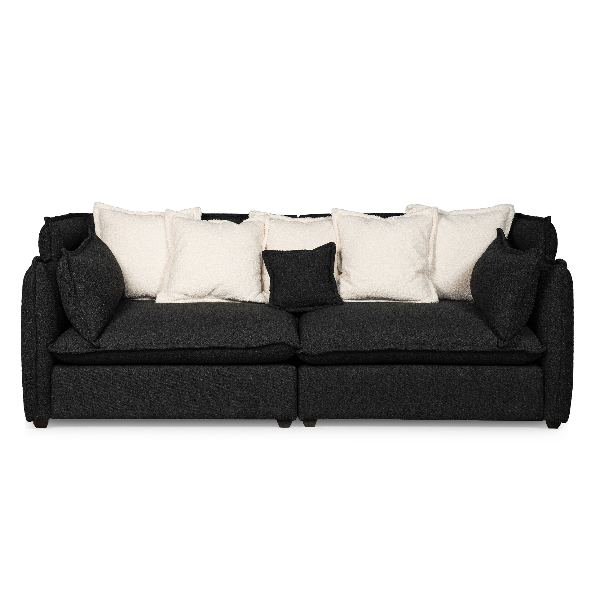 Диван двухмодульный Leona черный, обивка из ткани букле DSP-4785/14 в ...