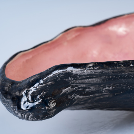 блюдо oyster shell big пудровое с серо-синим, керамика ручной работы