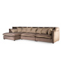 диван модульный leona с оттоманкой бежевый, обивка из ткани велюр