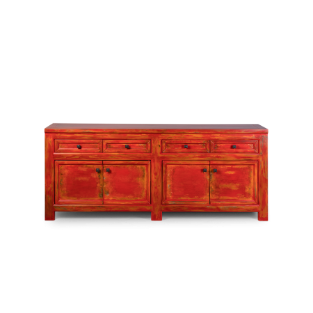 комод red vintage 46х226х96 красный деревянный из массива