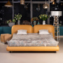кровать двуспальная peachy 210х225х90 бежевая, обивка из экокожи