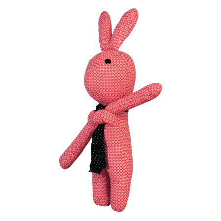 декоративная игрушка розовый заяц 