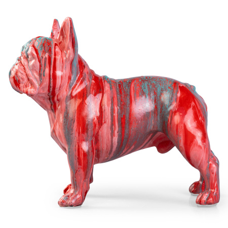 статуэтка bulldog розовая с красным, голубым ручной работы