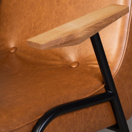 кресло kronborg с подлокотниками коричневое, обивка из экокожи