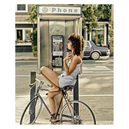 постер "girl on a bike" 110х140 холст фотопечать