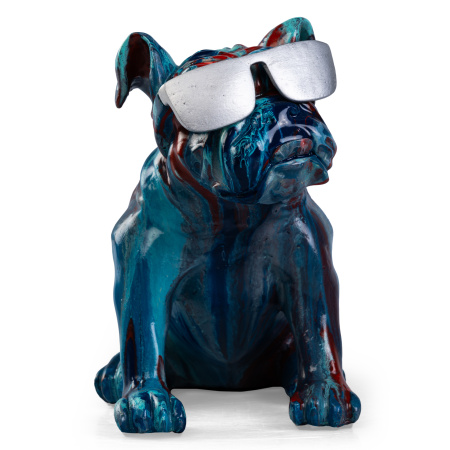 статуэтка bulldog синяя с голубым, красным, ручной работы