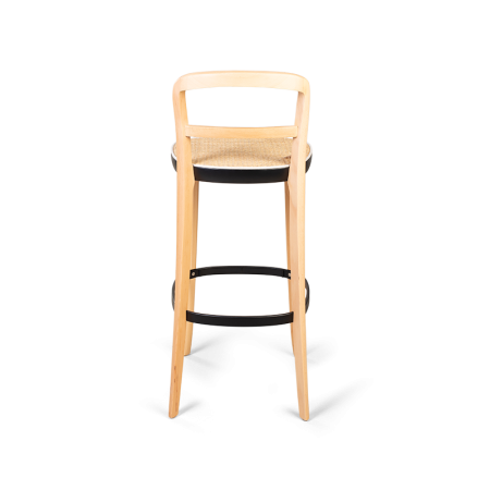стул барный woody (quadro) бежевый деревянный из бука с сиденьем из ротанга
