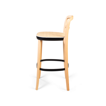 стул барный woody (quadro) бежевый деревянный из бука с сиденьем из ротанга