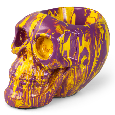 кашпо scull филлетовое с желтым, гипсовое