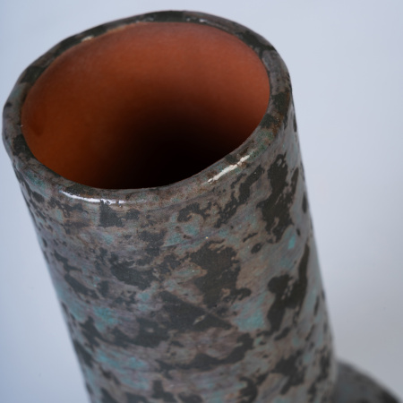 ваза настольная goblet h15 зеленая с серым, керамика ручной работы