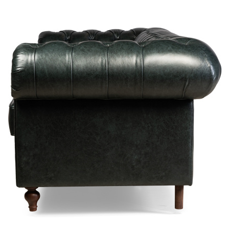 диван прямой chesterfield зеленый, обивка из экокожи