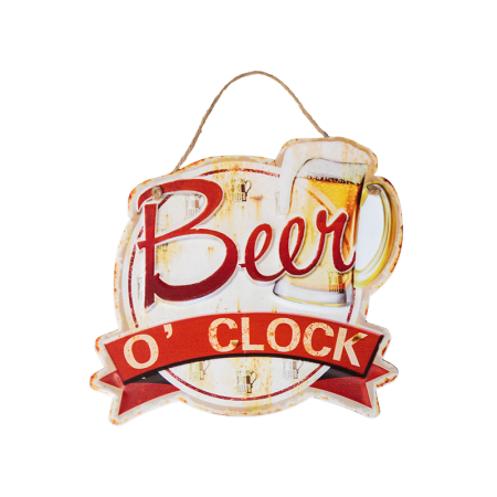 табличка настенная beer o'clock белая металлическая