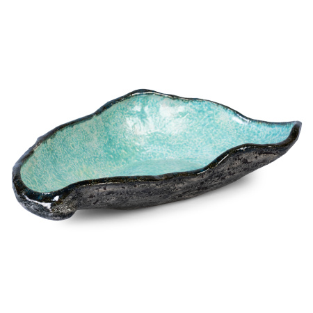 блюдо oyster shell big бирюзовое с серо-черным, керамика ручной работы