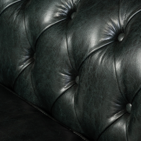 диван прямой chesterfield зеленый, обивка из экокожи